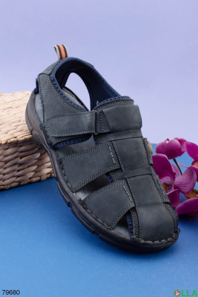 Мужские темно-серые сандалии из комбинированого материала