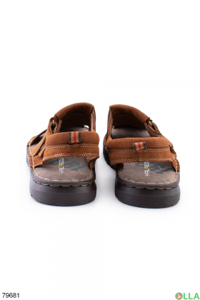 Мужские коричневые сандалии из комбинированого материала