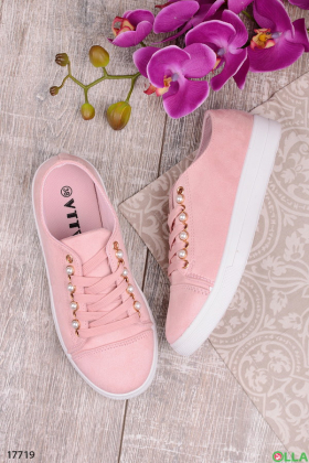 Women's pink beaded sneakers