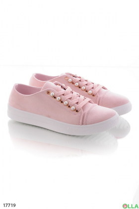 Women's pink beaded sneakers