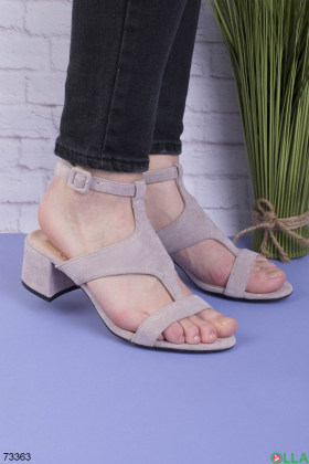 Women's gray heeled sandals