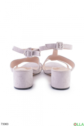 Women's gray heeled sandals