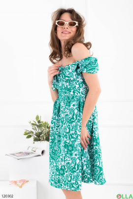 Женское салатовое платье в цветочный принт 