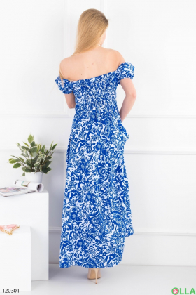 Жіноча синя сукня в квітковий принт