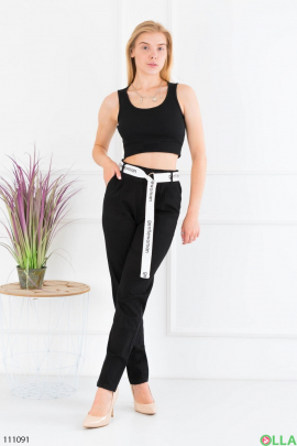 Women's black trousers with a belt
