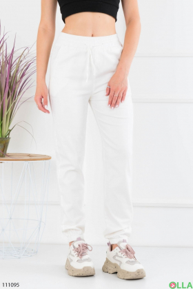 Жіночі білі брюки-джоґери