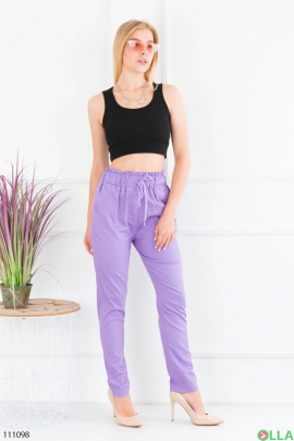 Women's lilac trousers with an elastic band