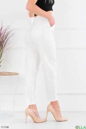 Жіночі білі брюки на резинці