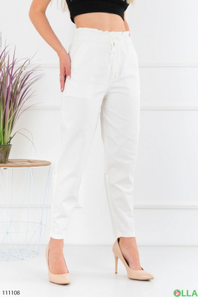 Жіночі білі брюки на резинці