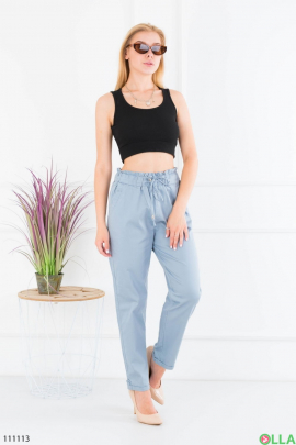 Women's blue trousers with an elastic band