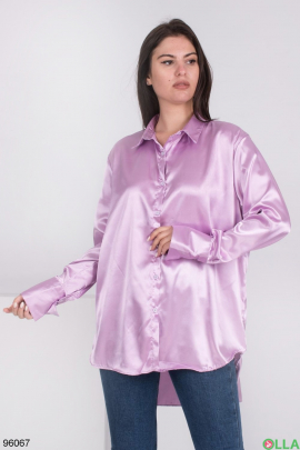 Женская атласная фиолетовая рубашка