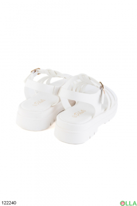Women's white sandals with tractor soles