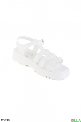 Women's white sandals with tractor soles