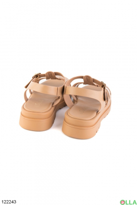 Women's beige sandals with tractor soles