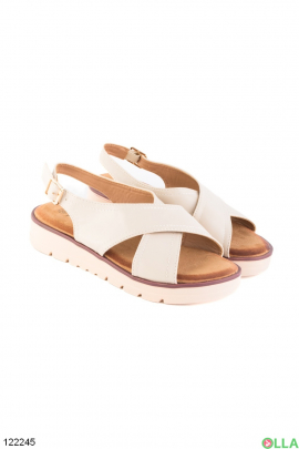 Women's light beige eco-leather sandals