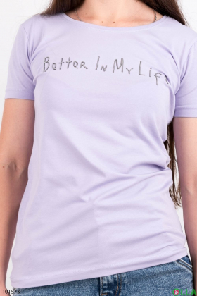 Женская лиловая футболка с надписью