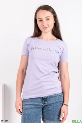 Женская лиловая футболка с надписью