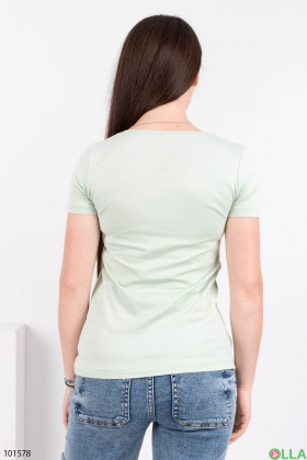 Жіноча салатова футболка з написом