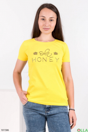 Жіноча жовта футболка з написом
