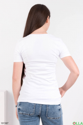 Женская белая футболка с надписью