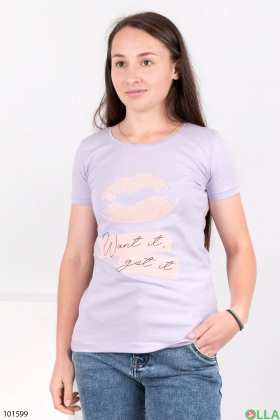 Женская лиловая футболка с рисунком
