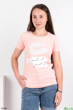 Женская светло-розовая футболка с рисунком