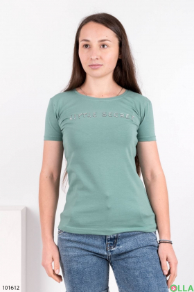 Жіноча зелена футболка з написом