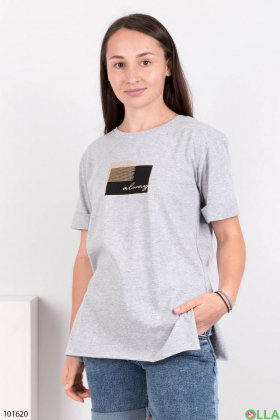 Жіноча світло-сіра футболка з малюнком