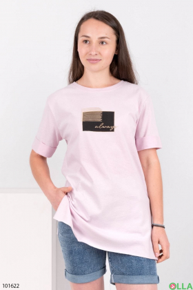 Жіноча світло-рожева футболка з малюнком
