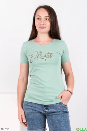 Женская бирюзовая футболка с надписью