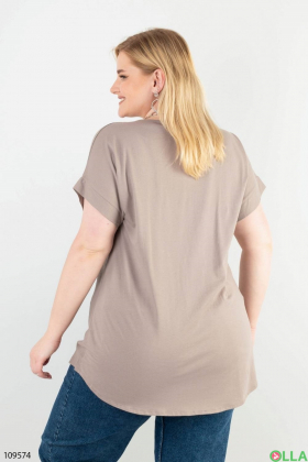 Жіноча коричнева футболка з малюнком