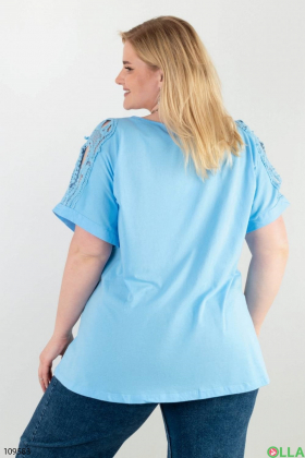 Women's blue T-shirt batal with a pattern