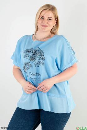 Women's blue T-shirt batal with a pattern