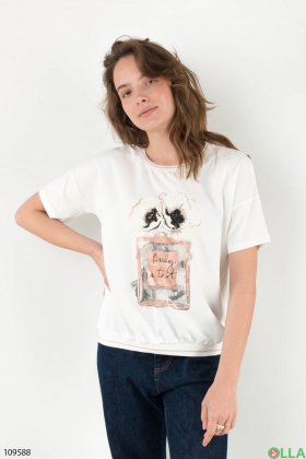 Женская светло-бежевая футболка с рисунком