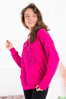 Women's raspberry printed hoodie
