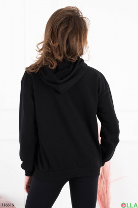 Women's black hoodie with print