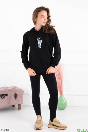 Women's black hoodie with print
