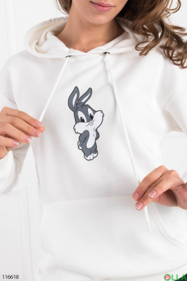 Women's white hoodie with print