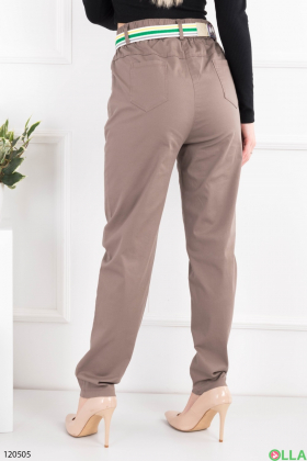 Women's brown banana pants with belt