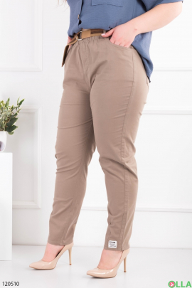 Women's beige banana pants with belt
