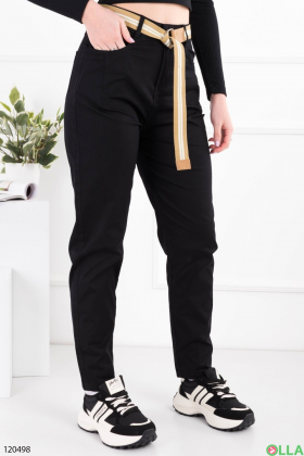 Women's black banana pants with belt