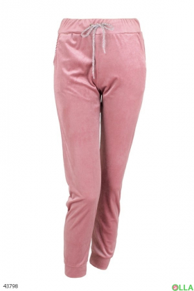 Женские розовые велюровые штаны