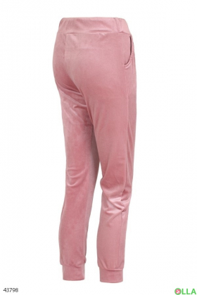 Жіночі рожеві велюрові штани