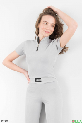Women's gray suit from a top and leggings