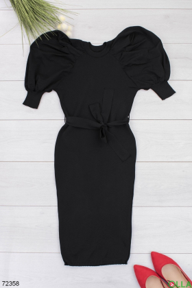 Женское черное трикотажное платье