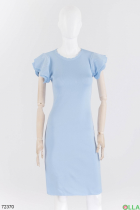 Женское голубое трикотажное платье