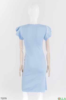 Женское голубое трикотажное платье