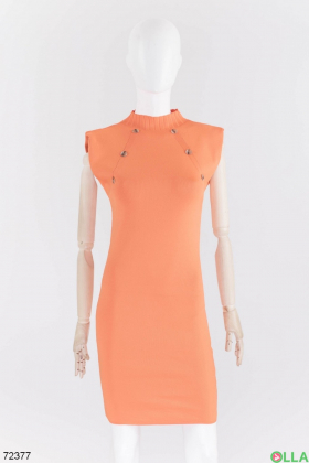 Женское оранжевое трикотажное платье