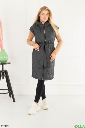 Women's gray vest with a hood
