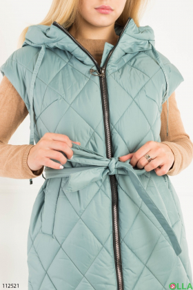 Women's turquoise vest with a hood